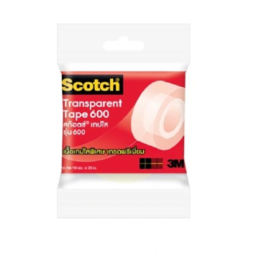 เทปใส สก๊อตช์ 600 แกน 1 นิ้ว 3/4"x25หลา