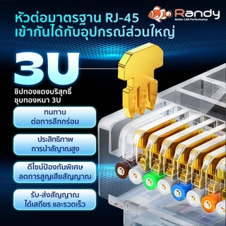 RANDY Cat5 สายแลน Patch Cord เข้าหัวสำเร็จ หัวต่อ RJ45 มาตรฐาน ความยาว 1.5m,2m,3m,5m,10m คุ้มค่า