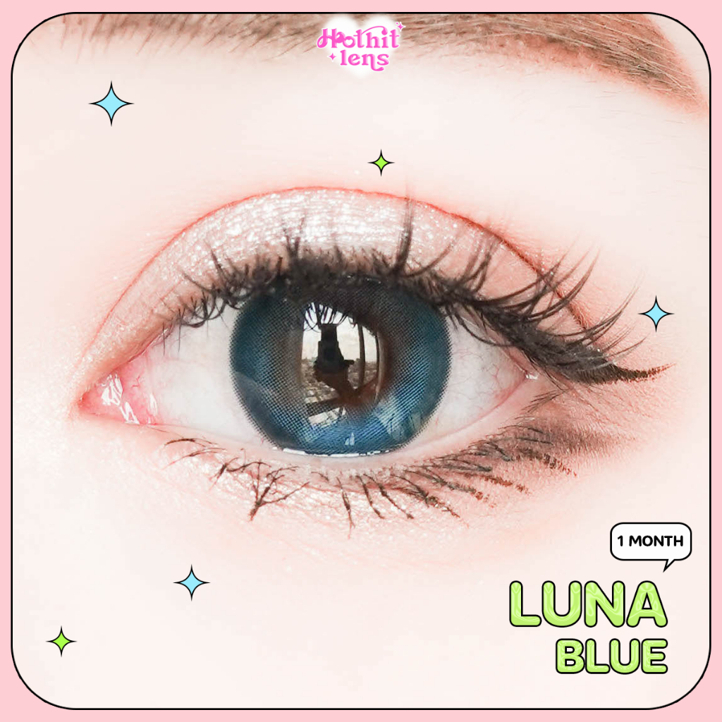 Candylens คอนแทคเลนส์ รุ่น Luna สีฟ้า เลนส์ปิดตาลอย ตาหวานนัว พร้อมส่ง 00-10.00