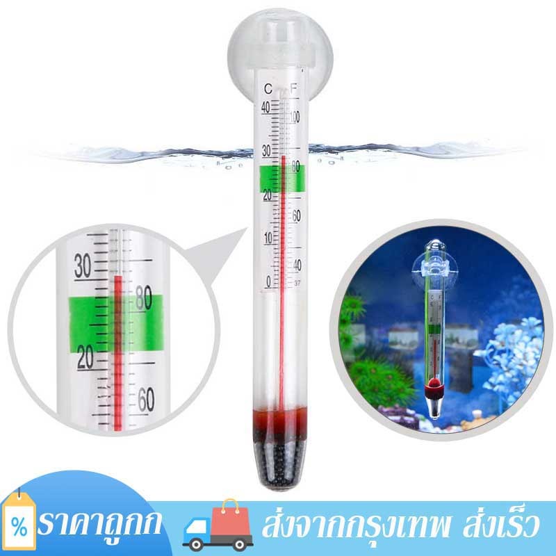 ปรอทวัดอุณหภูมิในตู้ปลา เทอร์โมมิเตอร์ เครื่องวัดอุณหภูมิน้ำ แบบติดผนังตู้ปลา อุปกรณ์ตู้ปลา เพื่อติดตามอุณหภูมิน้ำ