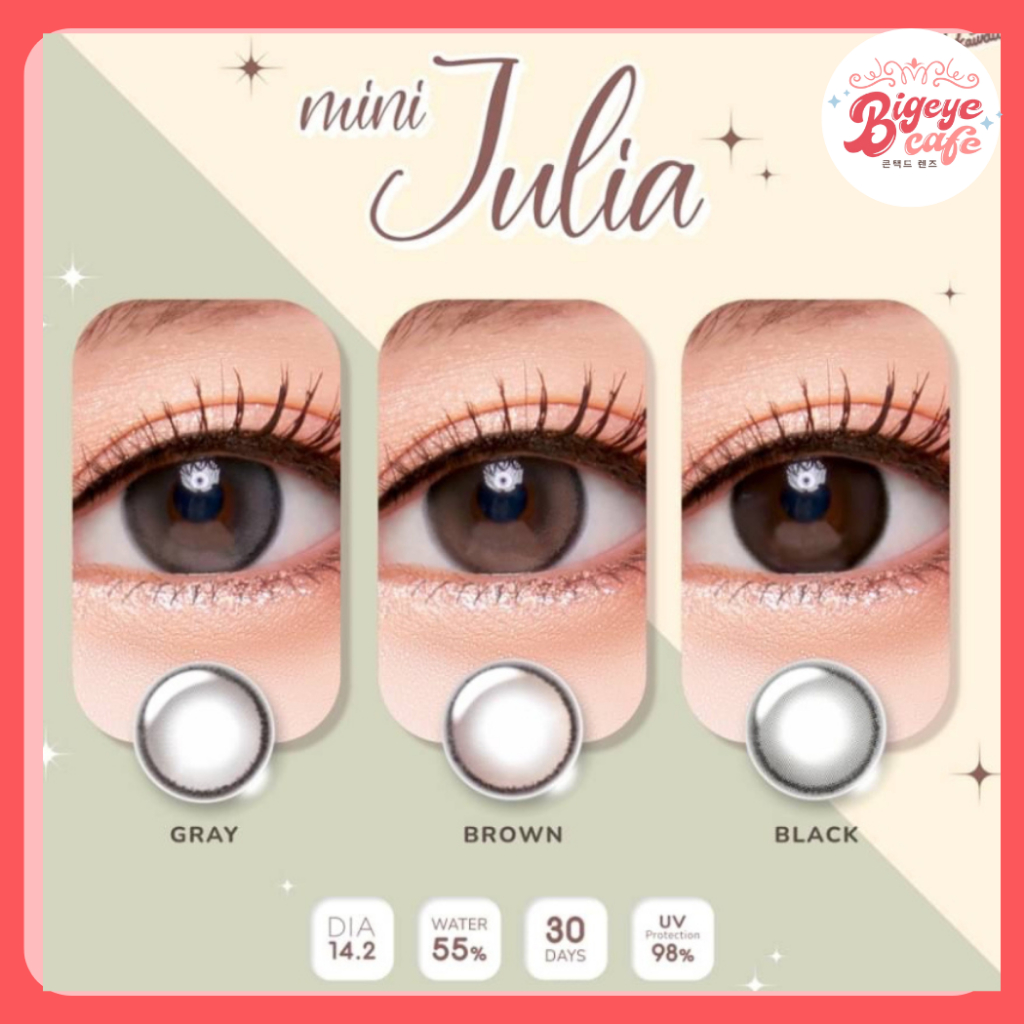 คอนแทคเลนส์(มินิ) Julia (Kitty Kawaii) สี : Brown / Gray / Black รายเดือน มีค่าสายตา