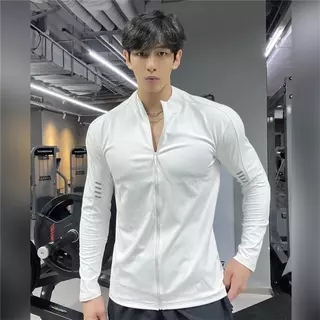 mvp sport เสื้อแจ็คเก็ตคอตั้ง แจ็คเก็ตกีฬา เสื้อเชิ้ตแขนยาว โลโก้สะท้อนแสงบนแขนเสื้อ