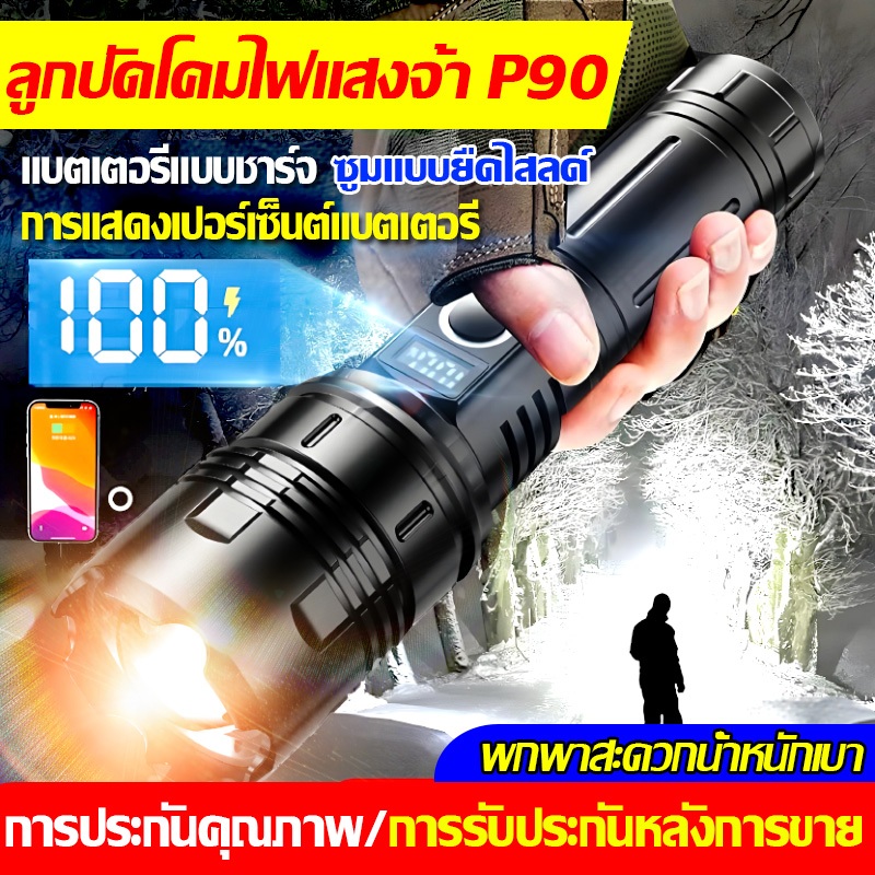 จอแสดงผลแบตเตอรี่ TYPE-C ไฟฉาย แรงสูง พกพา ซูม ได้