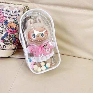 V1 V2 ถุงใส่ลาบูบูั กระเป๋าใส่ลาบูบู้ กระเป๋าตุ๊กตาไวนิล พวงกุญแจ PVC แบบใส หนา กันฝุ่น มาการอง(ไม่รวมตุ๊กตา)