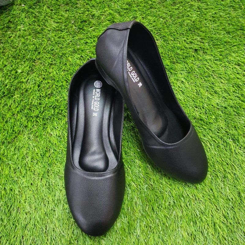 รองเท้าคัทชูปลายมนหนังนิ่มสีดำ ส้นสูง 1 นิ้ว ไซส์ 36-40 รหัส B7132