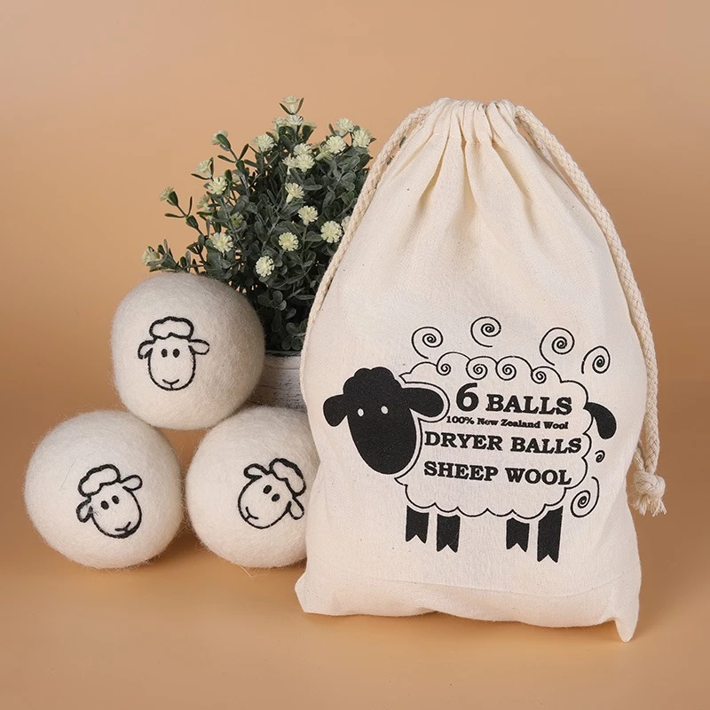 ลูกบอลซักผ้า ดรายชี Wool Dryer Balls ทำจากขนแกะแท้100% ล้วนทั้งลูก 1 ชุด บรรจุ 6 ลูกพร้อมถุงผ้า ช่วยลดรอยยับผ้าจากการซับ