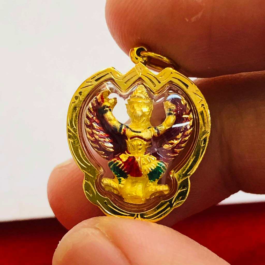 จี้พญาครุฑ วัดพระธาตุศรีจอมทอง (สำหรับสร้อย 1-2สลึง) เลี่ยมทองคำแท้90%