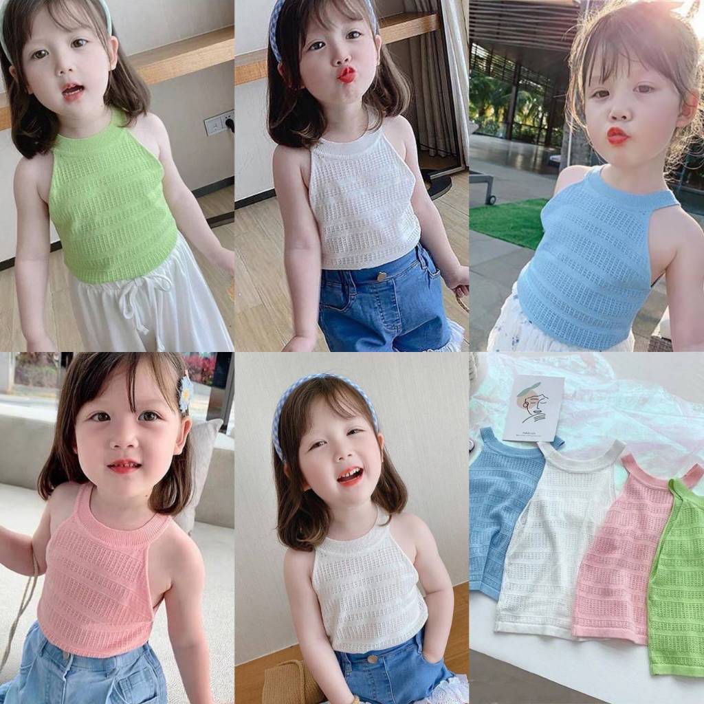 BB050 เสื้อแฟชั่นเด็ก เสื้อคอกลมสายสลิงเด็กผู้หญิง แบบใหม่ สวยน่ารัก