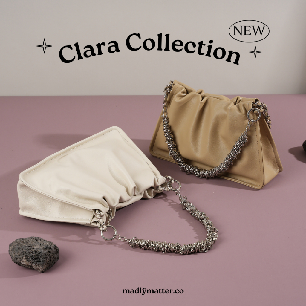 (พร้อมส่ง) กระเป๋าหนังแท้ รุ่น CLARA พร้อมส่ง 5 สี กระเป๋าสะพายข้าง งานสั่งผลิตของทางร้าน by @madlymatter.co