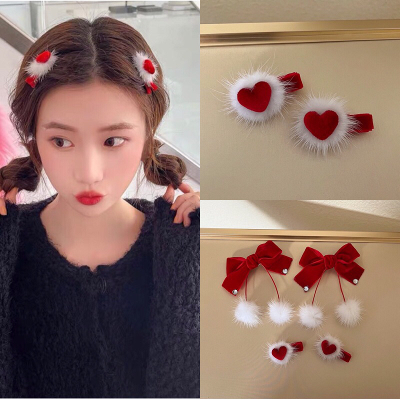 [พร้อมส่งจาก🇹🇭]กิ๊บติดผมน่ารักสไตล์เกาหลี สีแดงสดใส