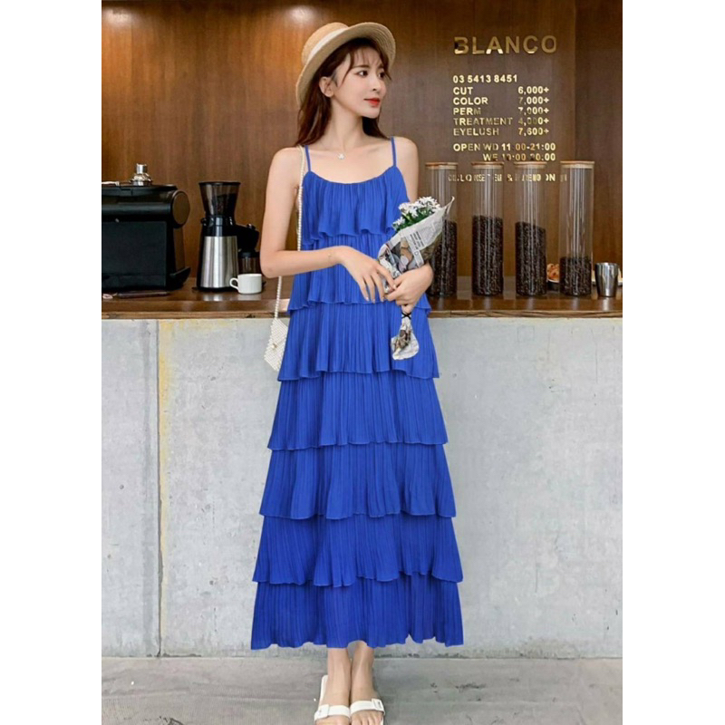 แฟชั่นชุดเดรสอัดพลีทผ้าชีฟองแต่งระบายชั้นๆป้ายTopshop สีสวยตรงปก - รูปที่ 4