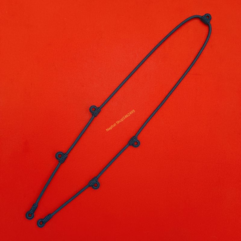 สร้อยคอเชือกร่มไว้สำหรับห้อยตะกรุด เส้นขนาด 3 มิล เพิ่มห่วงซ้าย-ขวาข้างละ2ห่วง(พิเศษเพิ่มห่วงหลัง1ห่วง) งานแฮนเมด ปราณีต