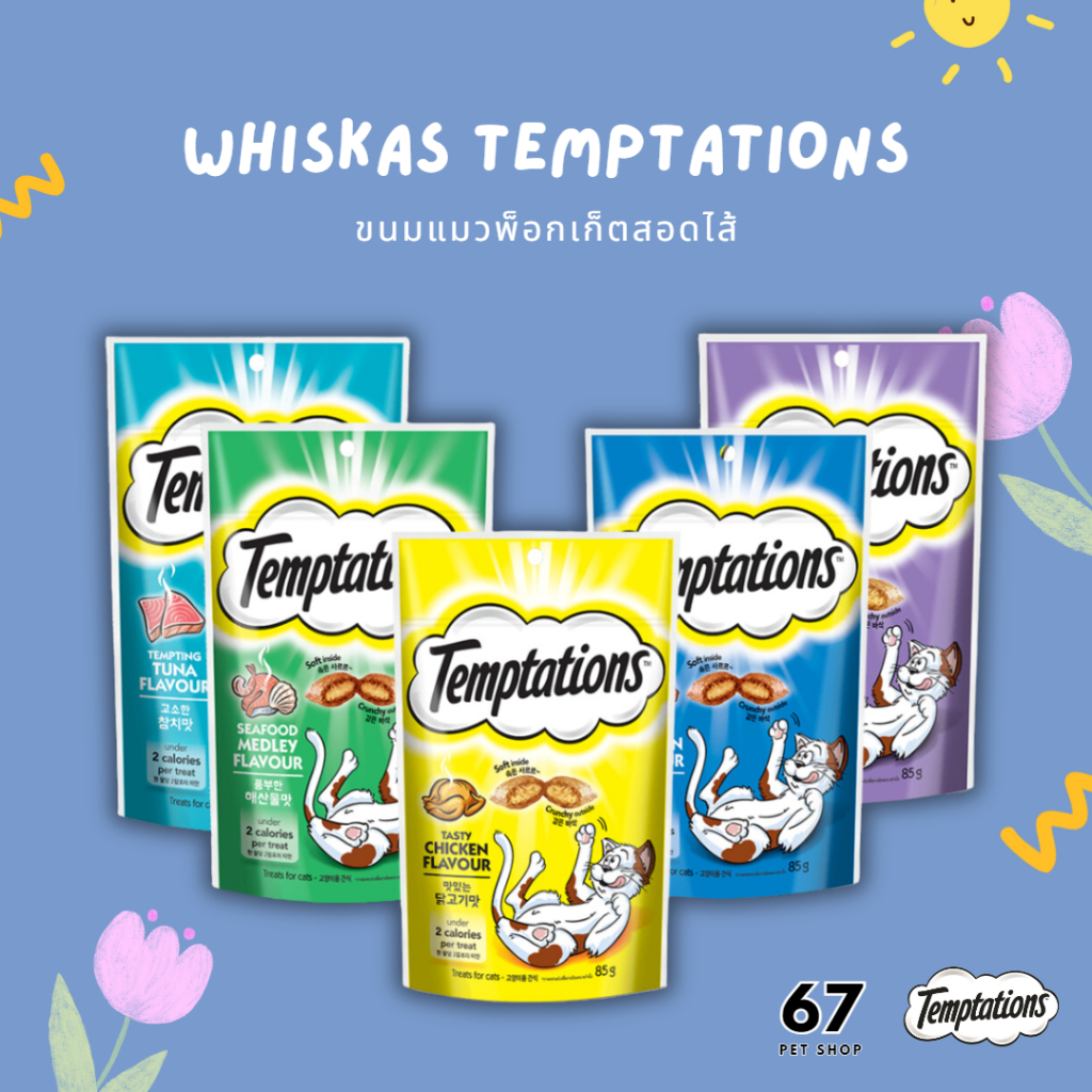 (พร้อมส่ง)TEMPTATIONS เทมเทชันส์ ขนมแมว - ขนมแมวสำหรับแมวโต 75 ก.