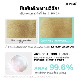 Dr.PONG 123 Instant Clear Skin Makeup Remover คลีนซิ่งลดสิว ล้าง PM2.5 มีงานวิจัย Micellar Cleansing