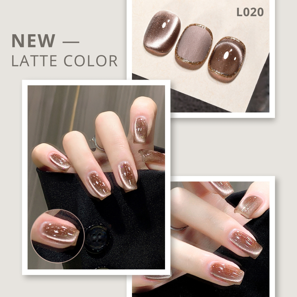 แคทอายลูกแก้วตาแมว Cat's Eye สีลาเต้ คริสตัลใสกากเพชรแน่นๆ (L020) ดึงสีง่าย 10ml