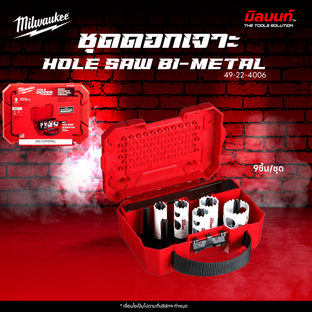 Milwaukee - 49-22-4006 ชุดดอกเจาะ HOLE SAW BI-METAL 9ชิ้น/ชุด