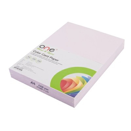 กระดาษการ์ดสี A4 120 แกรม ม่วง (250แผ่น) ONE