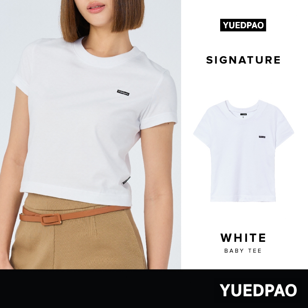 Yuedpao Signature Baby Tee Summer ผ้าหนาทรงสวย ยับยากรีดง่าย เสื้อยืดเปล่า สี White