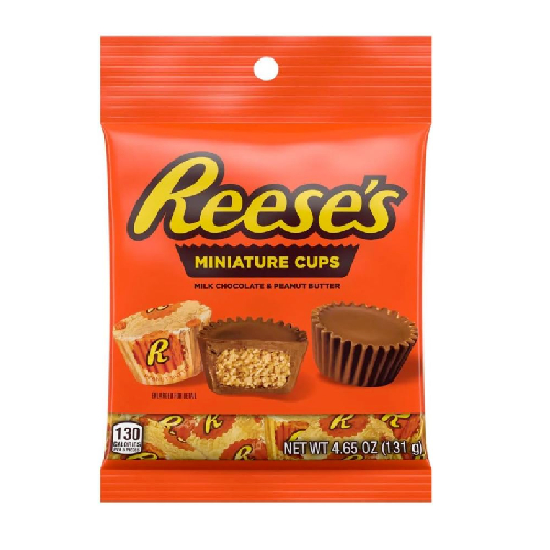 Reese's Miniature Cups Milk Chocolate & Penaut Butter น้ำหนัก 131 กรัม BBF.12/2025