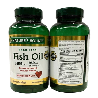 Nature’s Bounty Fish Oil 1400 mg 130 เม็ด Exp.01/28 ฟิชออย (อ่านรายละเอียดก่อนสั่ง)