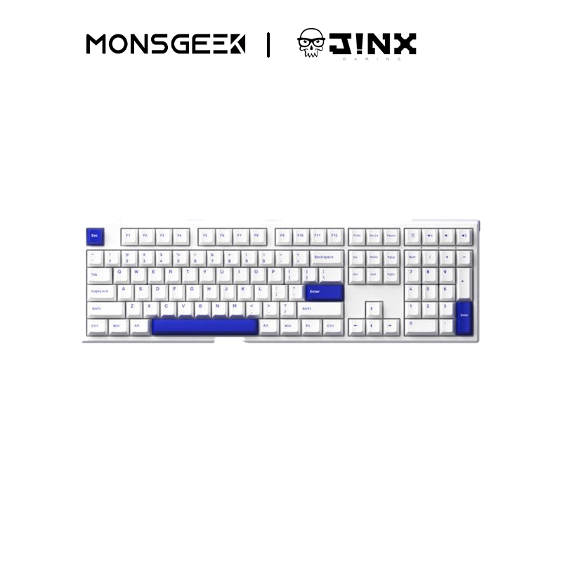 MonsGeek MG108B (Blue on White Color: Cream Blue Pro Tactile Switch) คีย์บอร์ดภาษาอังกฤษ - ประกันศูน