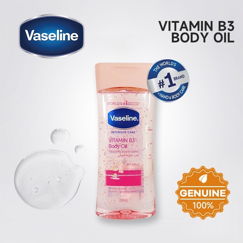 Vaseline VITAMIN B3 Body Oil 200ml Rose Plant Essence Body Lotion Moist