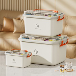 กล่องยาขนาดใหญ่ในครัวเรือน กล่องเก็บยาพลาสติกหลายชั้น กล่องป…