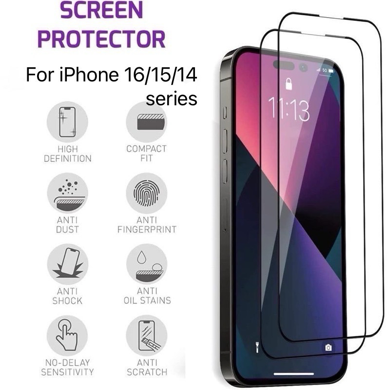 ฟิล์มกระจก สำหรับ ไอโฟน iPhone 18 pro max|18 pro | 18|17e 17 pro max air 17 pro 16e 16|15|14 series