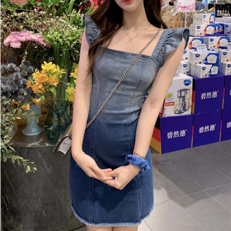【xxavc825h0】 จัดส่งภายใน 24 ชั่วโมง ชุดเดรสผ้ายีนส์ Ombre สำหรับสุภาพสตรีและสาวฮอต #0815