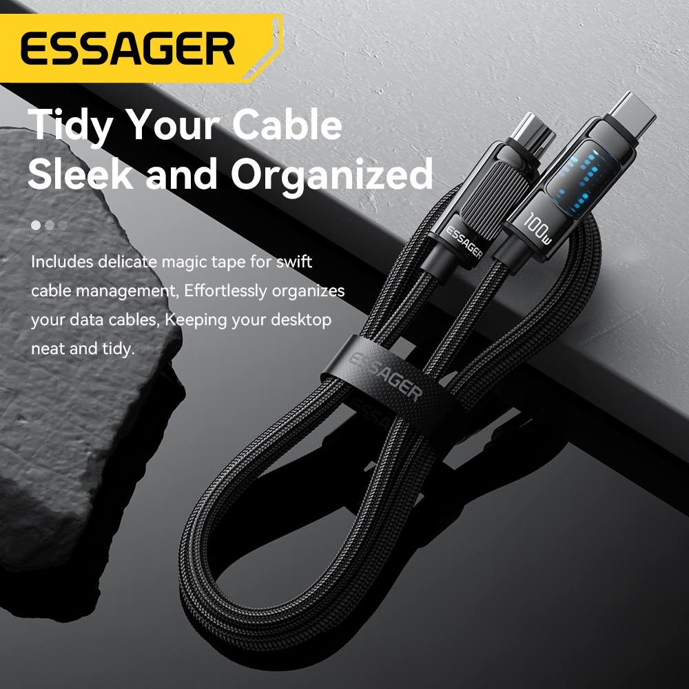 Essager สายเคเบิลข้อมูล C-C 100W อุปกรณ์ที่หลากหลายเหมาะสำหรับอินเทอร์เฟซ Type-C เอฟเฟกต์แสงแบบไดนามิกขณะชาร์จ ราคา ถูกที่สุด ดีลบีเคเค แกลเลอรีภาพที่ 4