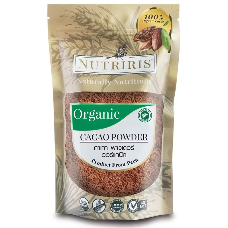 Nutriris organic cacao powder จากเปรู ผงคาเคา ออร์แกนิค keto100% 250g.