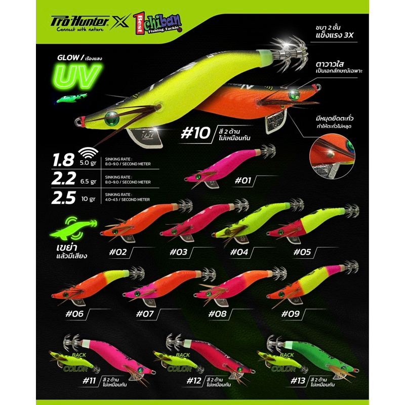 Pro Hunter_โยตกหมึก Neon X-Rattle ขนาด 2.2