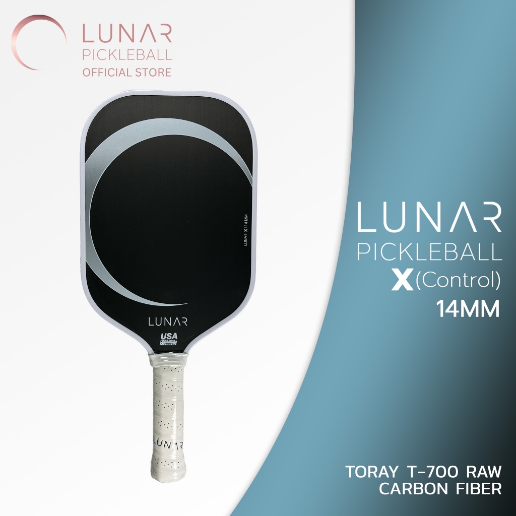 Lunar Pickleball X (Control) 14mm,16MM  ขาว(White) Toray T-700 Raw Carbon Fiber