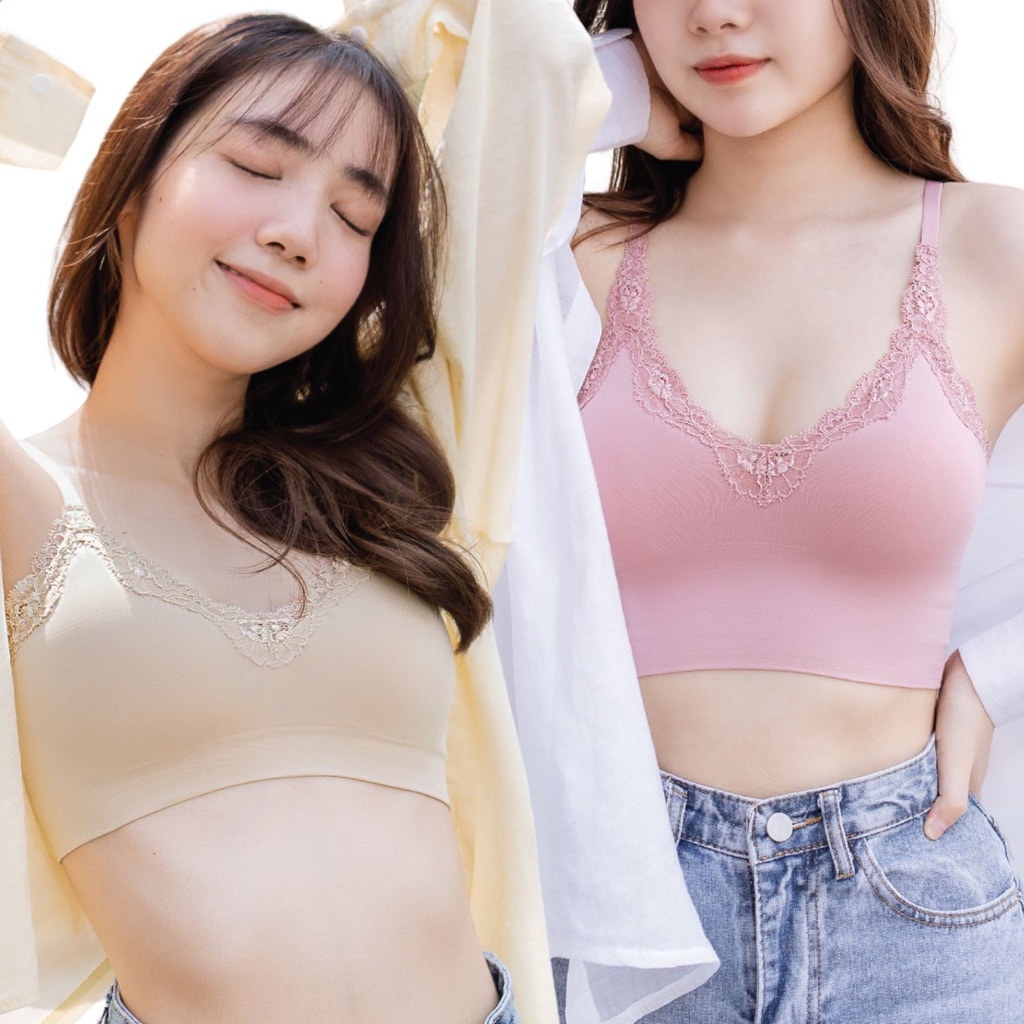 CHERILON Beauty Bra เชอรีล่อน เสื้อสายเดี่ยว เสื้อใน บรา บราลูกไม้ นุ่ม ใส่สบาย ระบายอากาศดี NIC-BSSLL5 + NIC-BSSLL6