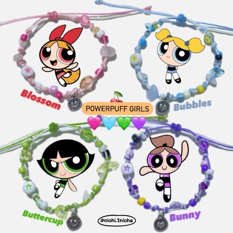 กำไลเชือกเทียน Powerpuff girls มี4แบบ ใส่กับเพื่อนสาว แก๊งเพื่อน น่ารัก