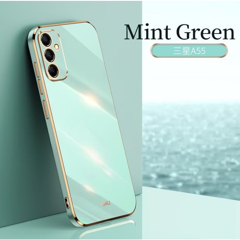 เคส ขอบทอง สำหรับ Samsung A27 A17 A16 A36 A56 A57 A37 A55 A35 A25 A15 A05S A02S A03S A12 A50 A30S สีสวยหรู กันกล้อง