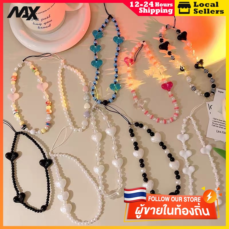 ซื้อ ที่แขวนโทรศัพท์มือถือ ลายดอกไม้ ที่ห้อยเคสมือถือ สายห้อยมือถือ ลูกปัดสี สายคล้องข้อมือ ใส่ข้อมือไ เกาหลีน่ารักรูปหัวใจผี