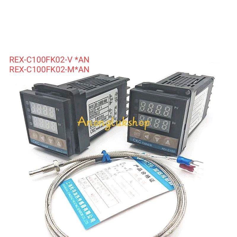 REX-C100FK02-V*AN REX-C100FK02-M*AN เครื่องวัดและควบคุมอุณหภูมิ REX-C100 220Vac 0-400C พร้อมสายวัดอุ