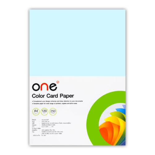 ONE กระดาษการ์ดสี A4 120 แกรม สีฟ้า (แพ็ค 250 แผ่น)