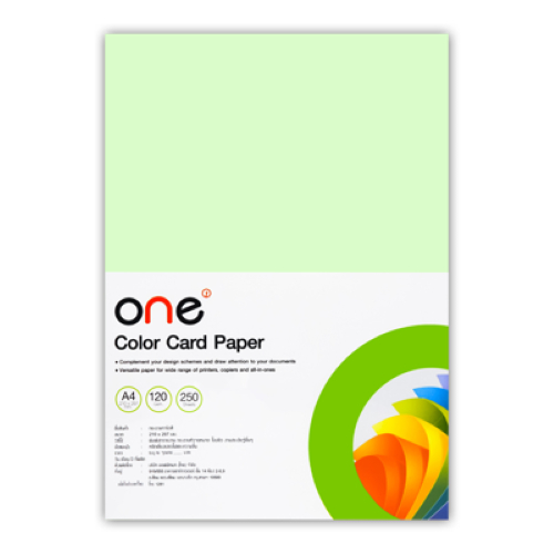ONE กระดาษการ์ดสี A4 120 แกรม สีเขียว (แพ็ค 250 แผ่น)