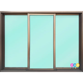 [สินค้ามี รับประกัน!!] หน้าต่างขนาด 110x150 ซม.หน้าต่างอลูมิเนียม MC หน้าต่างบานเลื่อน3ช่อง ล็อคกลาง