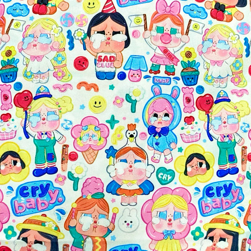 15 ผ้าปริ้นดิจิตอล หลา 145cmx90cm พริ้ว ลื่น ไม่ร้อน popmart babycry labubu