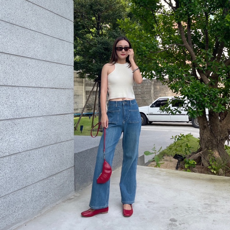 knockknock - BABE DENIM PANTS กางเกงยีนส์แต่งกระเป๋าหน้า