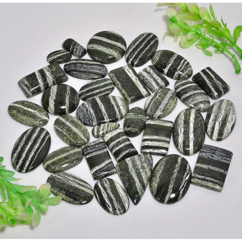 Green Zebra Jasper Cabochon, Mix Lot, Loose Gemstones, Crystal in Bulk, Wire Wrap, Macrame & Jewelry Making