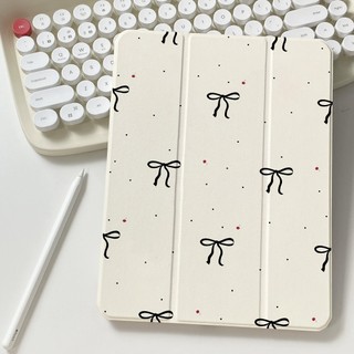 💥พร้อมส่ง💥เคสไอแพด Air7 Air6 Gen12 Air8 ซิลิก้าเจล พร้อมถาดใส่ปากกา โบว์ลายจุด เคส iPad Gen11 Gen10