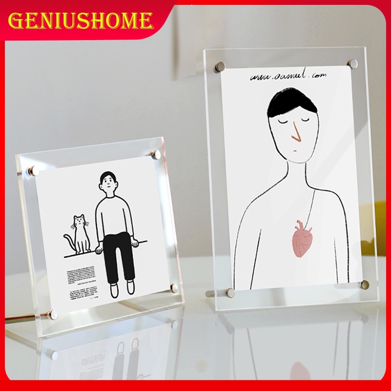 กรอบรูปอะคริลิค กรอบรูป กรอบรูปมินิมอล ขนาด A4/A5/6Inch/7Inch การ์ด ขาตั้งเหล็ก ใส่รูปภาพ สําหรับวางโปสเตอร์ วางบนโต๊ะ