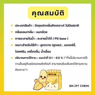 กลิ่นผสมอาหารเข้มข้น กลิ่นนมกล้วย (Banana Milk) Food Flavour, ละลายน้ำ ( Water Soluble ) 30 g, 100 g
