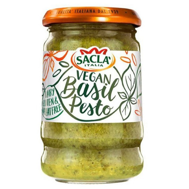 Sacla Vegan Basil Pesto 190g. แซคล่า วีแกน เบซิล เพสโต้ ซอส สูตรใบโหระพา