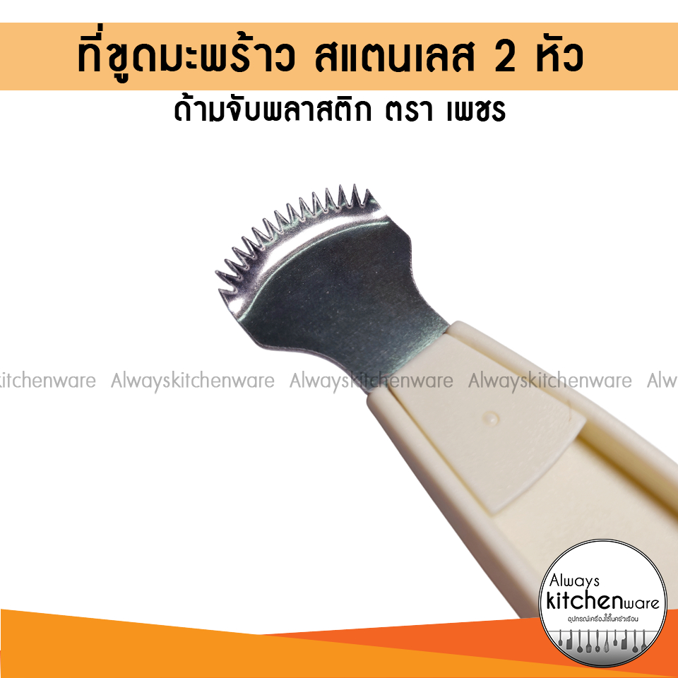 ตราเพชร ที่ขูดมะพร้าว 2 ด้าน ขูดสองหัว ด้ามจับพลาสติก สีขาว ราคา ถูกที่สุด ดีลบีเคเค แกลเลอรีภาพที่ 6