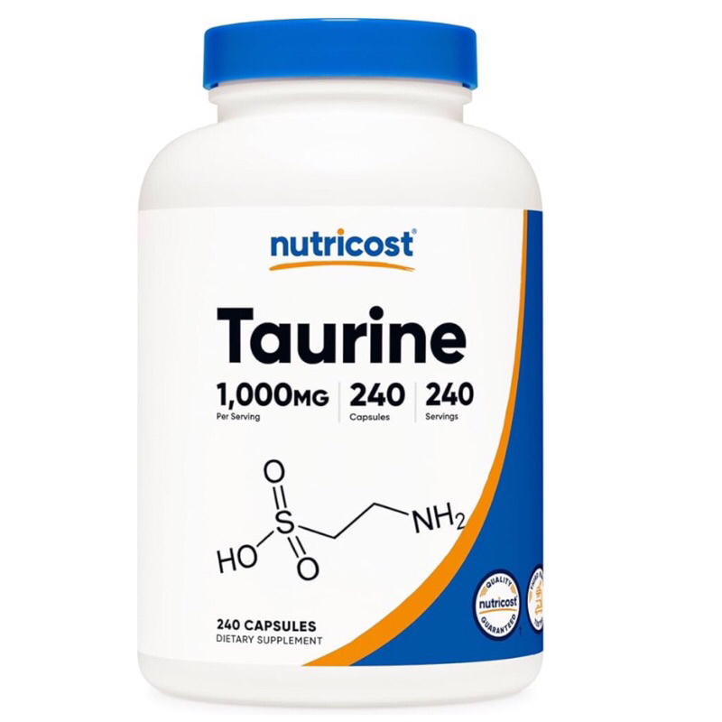 ( Nutricost ) TAURINE 1000 MG - บำรุงเลือด & ระบบหมุนเวียนเลือด สมอง ( 240 แคปซูล ) นำเข้าจากอเมริกา